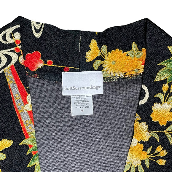 Soft Surroundings Kimono Jacket‎ Blazer Cardigan Artsy Asian Lagenlook Women's M - Picture 5 of 9